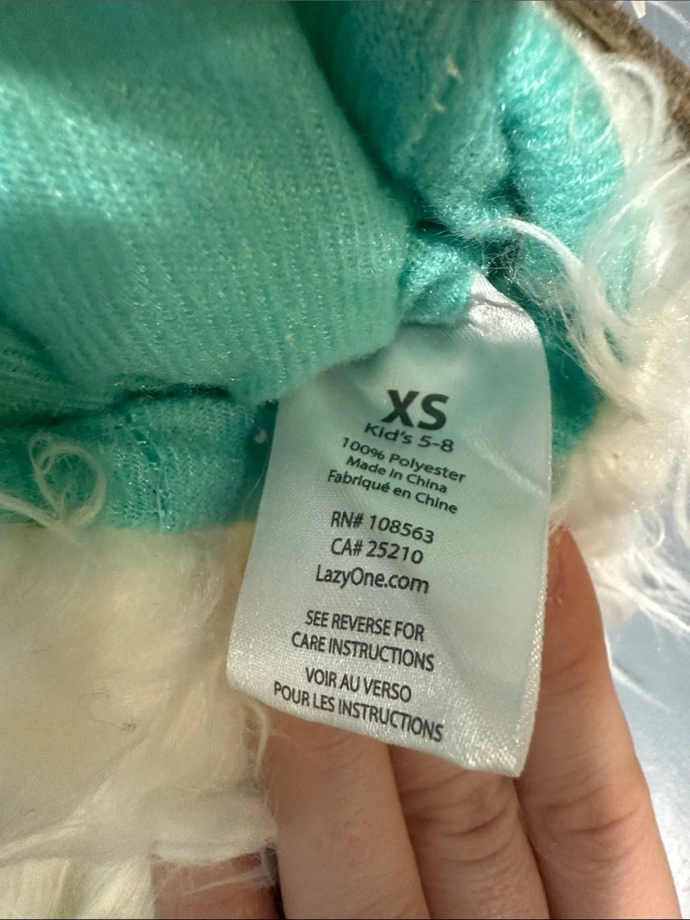 Lazy One White Fuzzy Monster Bootie Slippers with Teal Accents